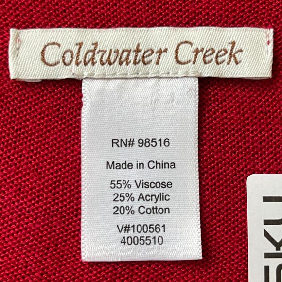 Coldwater Creek Open Front Sleeveless Cardigan Sweater Women Size M Red - Picture 6 of 9
